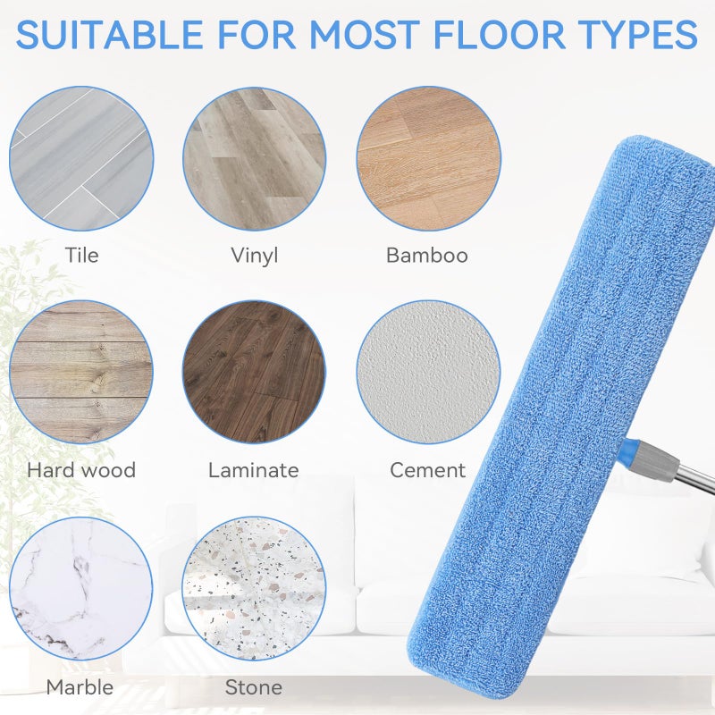 BeiLan Replacement Microfiber Pad for Rubbermaid Commercial 24 Inch Mop Head - 8 Pack Wet & Dry Commercial Cleaning Refills Reusable Mop Refills Fit for Any Microfiber Flat Mop System 24"" - Image 5